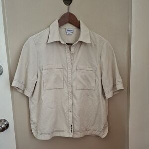 Find Me Now Light Cream Button-Up Short Sleeve Shirt_1